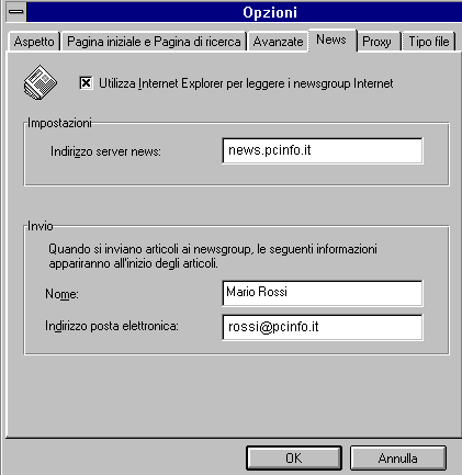 Configurazione news Explorer 3x