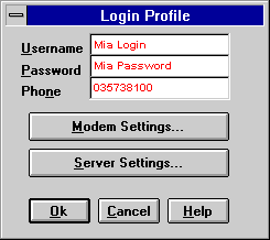 Schermata Login Profile
