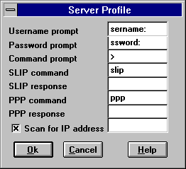 Schermata Server Profile