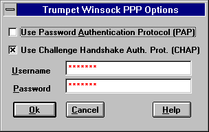 Schermata Trumpet PPP Options
